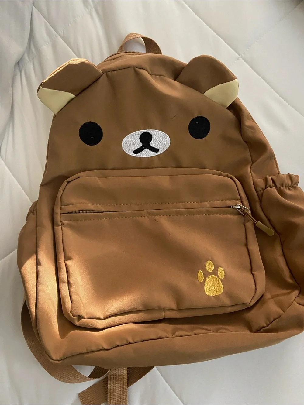 Rilakkuma Cute Bear Face Brown Backpack with Paw Detail